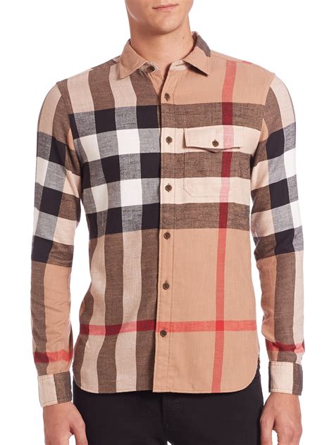 burberry check men shirt|burberry check shirt men's.